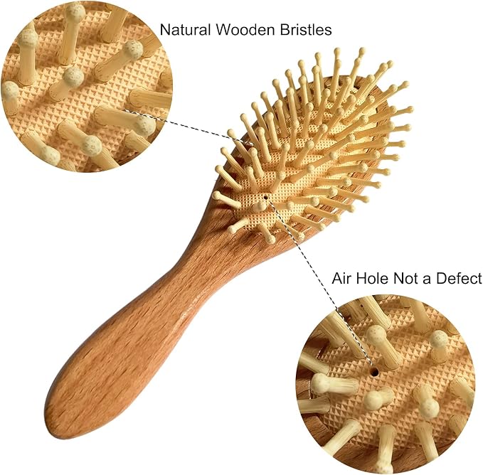3 Piece Baby Hair Brush and Comb Set for Newborn & Toddlers- Natural Wooden Hairbrush with Soft Goat Bristles for Cradle Cap - Perfect Scalp Grooming Product for Infant, Toddler, Kids, Baby