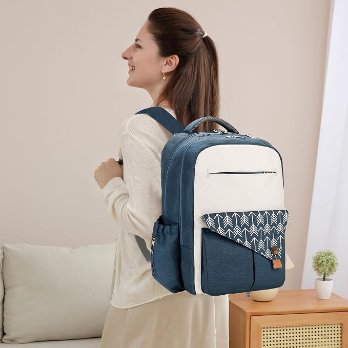 SONARIN Large Capacity Multi-Pocket Diaper Bag Backpack Waterproof Nappy Changing Bag Travel Mummy Bag with Stroller Straps(Blue)