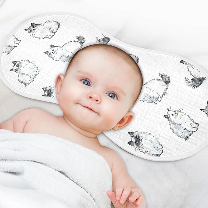 vvfelixl Baby Burp Cloths Ragdoll Cat Ink Style Baby Newborn Cotton Burping Cloths Set Babys Washcloths 4 Pack