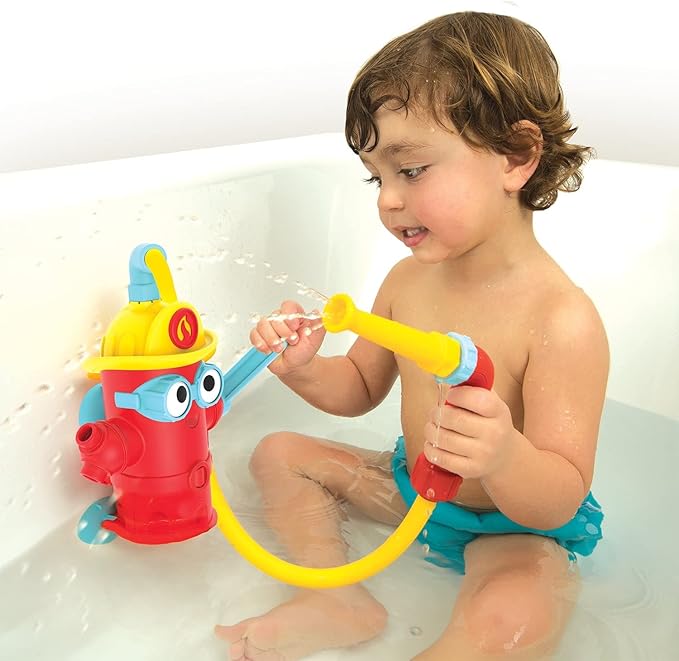 Yookidoo Baby Bath Toddler Toys (Ages 3+) - Ready Freddy Spray ?˜N??Sprinkle Fire Hydrant Bathtime Toy - Includes Hose, Spray Nozzle, Wheel, & Water Gauge - Attach to Any Bath Tub or Shower - Mold Free
