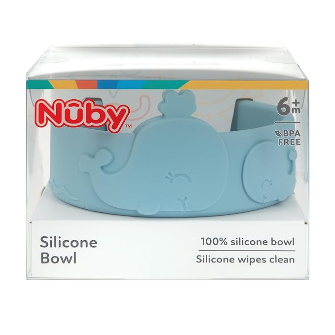Nuby Animal Friend Silicone Round Toddler Bowl - 6+ Months - Blue Whale