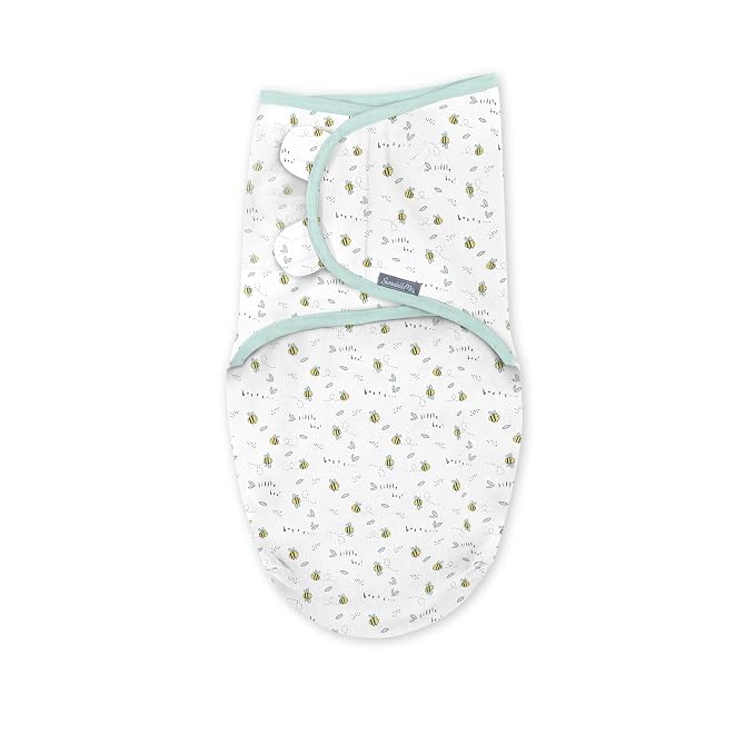 SwaddleMe by Ingenuity Easy Change Baby Swaddle in Size Small/Medium, 0-3 Months, 7-14 Pounds, 3-Pack with Easy Change Zipper - Little Bees