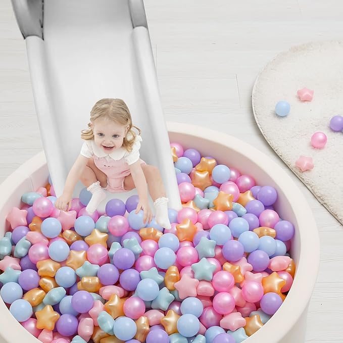 TRENDPLAY Star Ball Pit Balls 50 100 200 500 for Toddlers - Ball Pit Ball Shapes for Boys Girls Fun, Birthday Party, Christmas Decoration