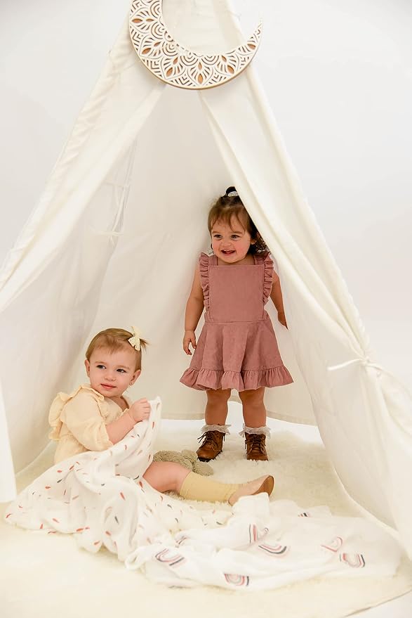 Baby Swaddle Blanket - 2 Pack | Boho Rainbows + Raindrops Set | Muslin Cotton Blend | Newborn Essentials | Boys & Girls Baby Stuff | Receiving Blanket | Rainbow Baby |