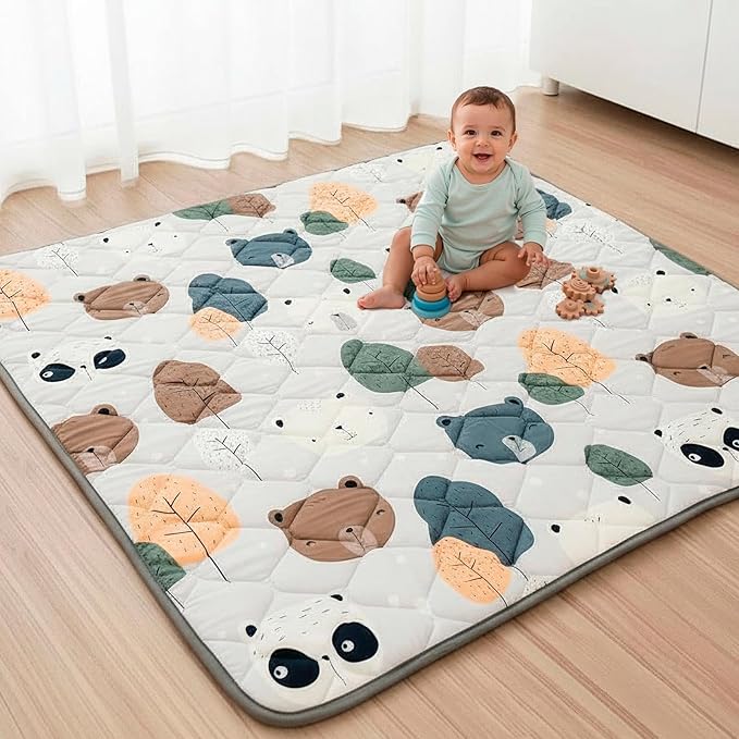 Baby Play Mat 50 x 50 Inches for Playpen ??Padded Play Mat for Babies, Shock-Absorbing EVA Foam, Non-Slip, Waterproof and Easy to Clean, Ideal for Crawling and Tummy Time