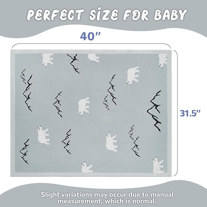 Receiving Baby Blanket,100% Luxury Cotton Knit Baby Blanket,Lightweight Cozy Neutral Swaddling Blanket for Newborns,Boys & Girls,Infant and Toddler