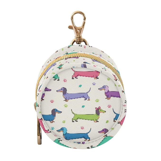 Dachshund Dog White Pattern Pacifier Holder Case with Metal Clip Portable Pacifier Holder Case for Newborn Boys Girls