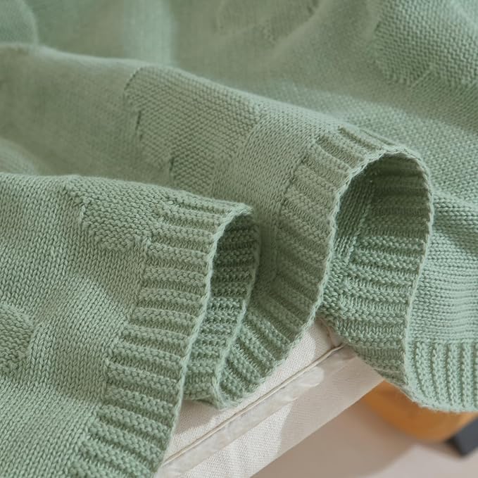 Baby Swaddle Blanket - 30x40 Inches,100% Luxury Cotton Knit, Breathable Swaddle, Soft Warm Swaddle Receiving Blanket for Newborns Infants & Toddlers(Sage Green)