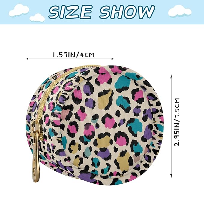 Leopard Beige Pink Pacifier Holder Case Newborn Pacifier Storage Pouch for Boys Girls Easy Attach to Diaper Bag Portable Baby Essentials Container