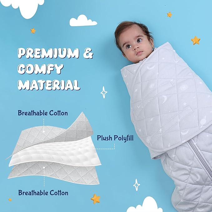 Baby Sleep Sack Swaddle 2.0 TOG 0-6 Months, 3-Way Adjustable Wearable Blanket for Newborn, Infant Swaddling Wrap, Unisex for Girls & Boys (White)