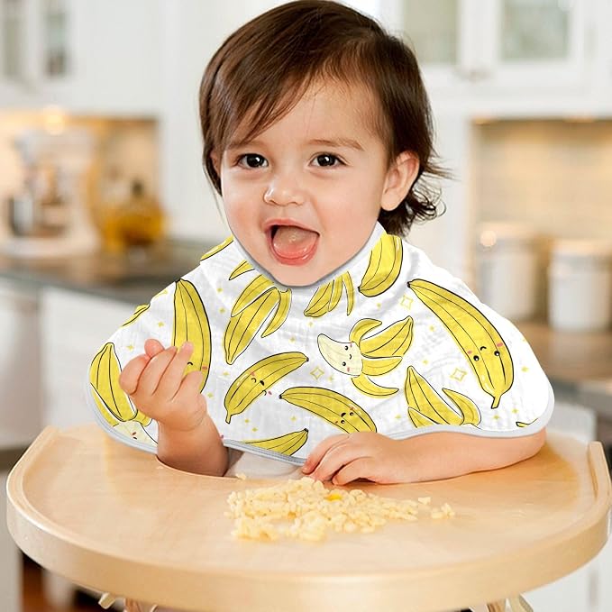 vvfelixl Burp Cloths Cute Bananas for Baby Boy Girls Baby Washcloths Burp Rags 1 Pack White