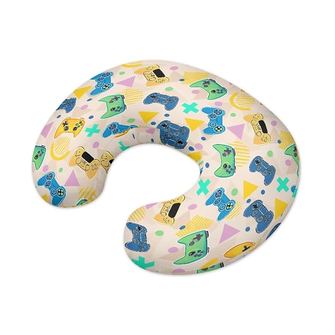 Removable Breastfeeding Pillow Cover Suitable for Newborn Breastfeeding Soft and Comfortable Fabric Breathable (Coloured PlayStation Pattern)