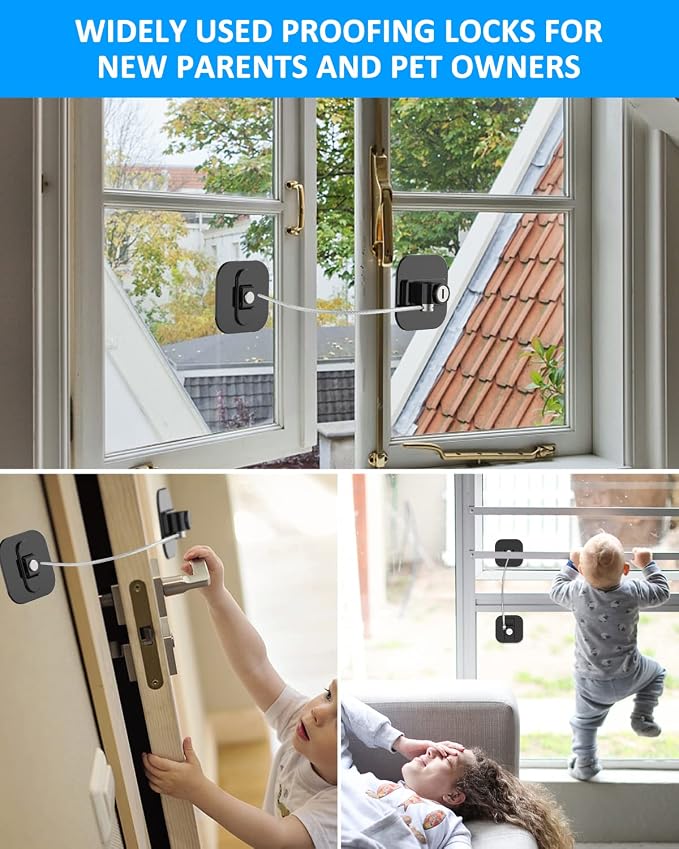 Refrigerator Lock, Cabinet Locks for Babies, 2 Pack DUOSI Child Safety Fridge Lock Cabinet Locks with Keys, Baby Proofing Safety Locks for Kitchen Cabinets and Drawers, Windows, Doors and More