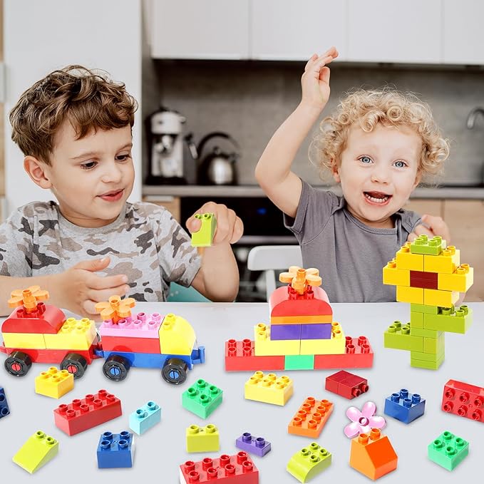 208 Piece Large Building Blocks Set - Classic Big Bricks Compatible with All Major Brands, STEM Educational Toys for Kids Ages 3+, Creative Construction Gift for Boys Girls