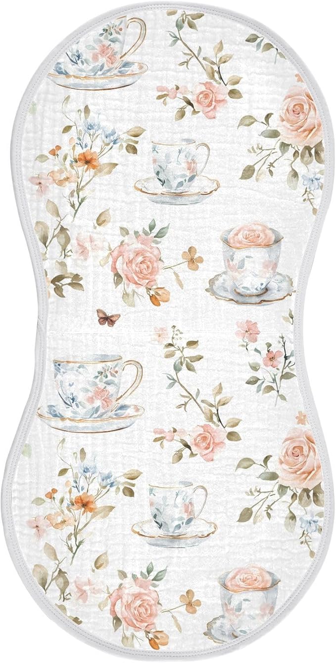 vvfelixl Vintage Tableware Set Burp Cloths for Baby Boy Girls Baby Washcloths Burp Rags 1 Pack