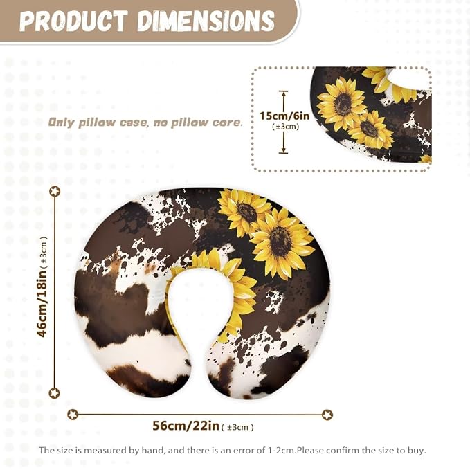 Brown Cow Sunflower Baby Mom Nursing Pillow Cover Breastfeeding Pillow Cover Print Cute and Safety 1 Pack and 2 Pack Girls Boys Essentials