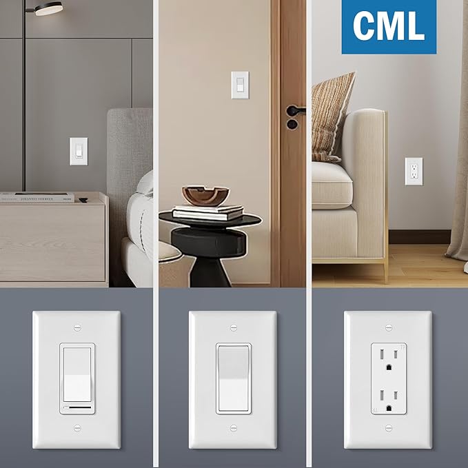 CML Oversized Decorator Wall Plate, 40 Pack Jumbo Electrical Outlet Receptacle Covers, 1-Gang Large White Switch Plates, Over-Size 3.5??x 5.5?? Impact Resistant, ETL Listed