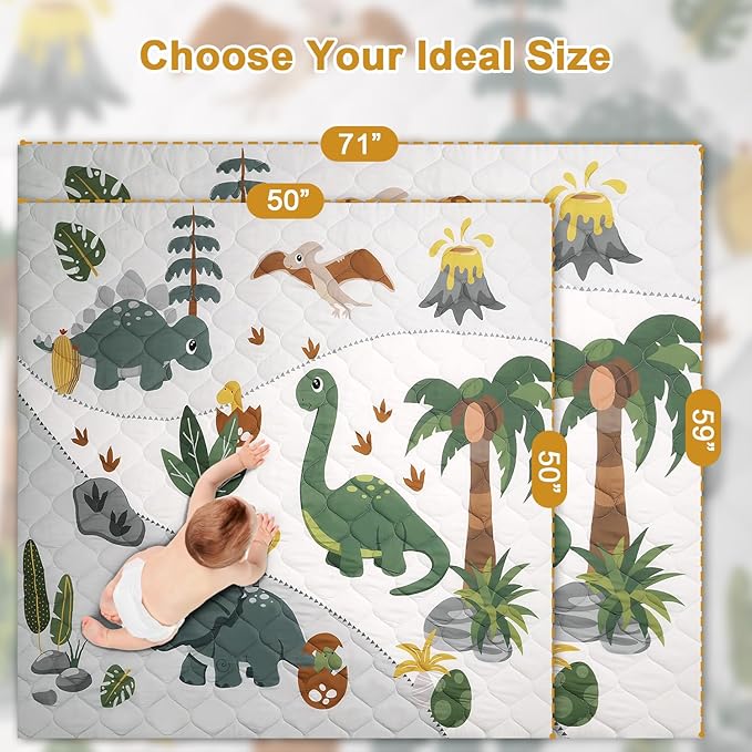 TINYHARBO Premium Foam Baby Play Mat 50x50 ??Removable & Machine Washable Cover, Extra Thick Padding Playpen Mat, Non-Slip Crawling Mat, Easy to Clean for Infants, Toddlers & Babies