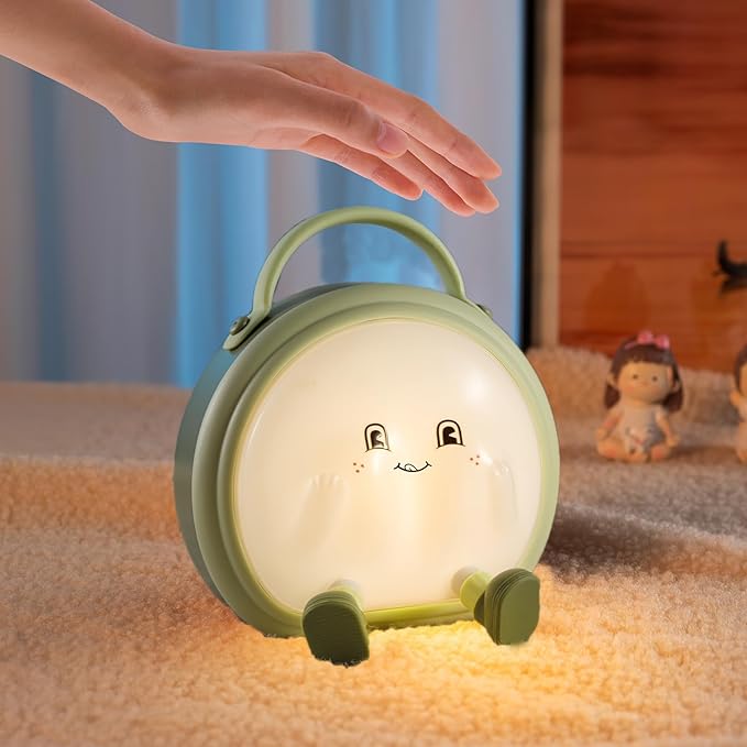 Night Light for Kids,Portable Touch Cordless Table & Bedside Lamp for Baby Nursery/Breastfeeding/Bedroom, 3 Levels Brightness+Silicone+Rechargeable, Cute Gifts for Girls/Baby/Toddler (Green)