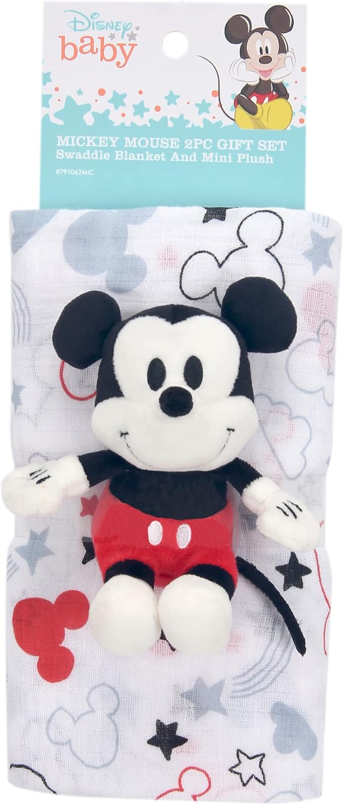 Lambs & Ivy Disney Baby Mickey Mouse Muslin Swaddle Blanket & Plush Gift Set
