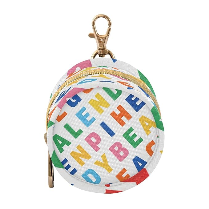 Pacifier Holder with Clip Pacifier Case for Diaper Bag Round Baby Pacifier Pouch Box Bag Portable Cute English Alphabet
