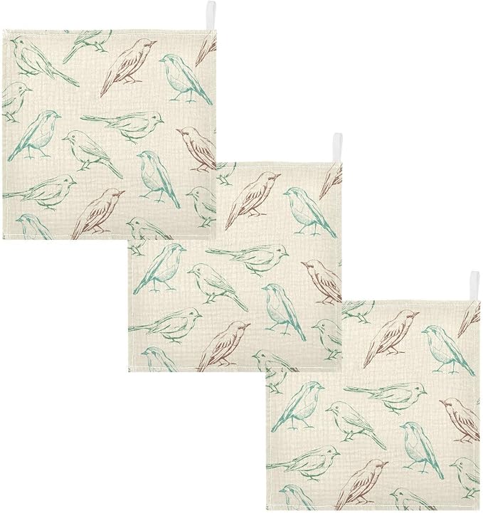 vvfelixl Color Birds Baby Burp Cloths Baby Muslin Washcloths for Boys Girls Cotton Baby Face Towel for Newborn Infants Soft and Absorbent 11.8 X 11.8 in, 5 Pack