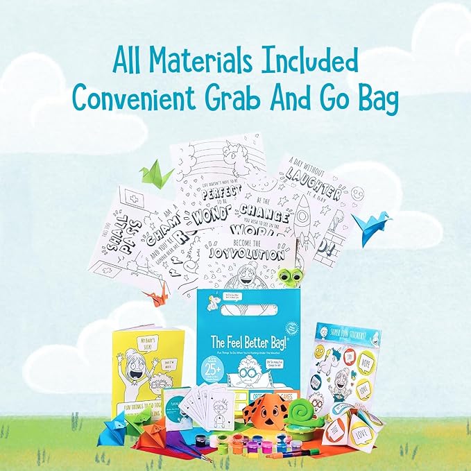 Open The Joy Emotional Healing Bundle – Feel Better Activity Bag + My Emotions Family Peg Puzzle | Get Well Soon Gift for Kids with 25+ Activities, SEL Learning Toy, Emotional Recognition Puzzle, Ages