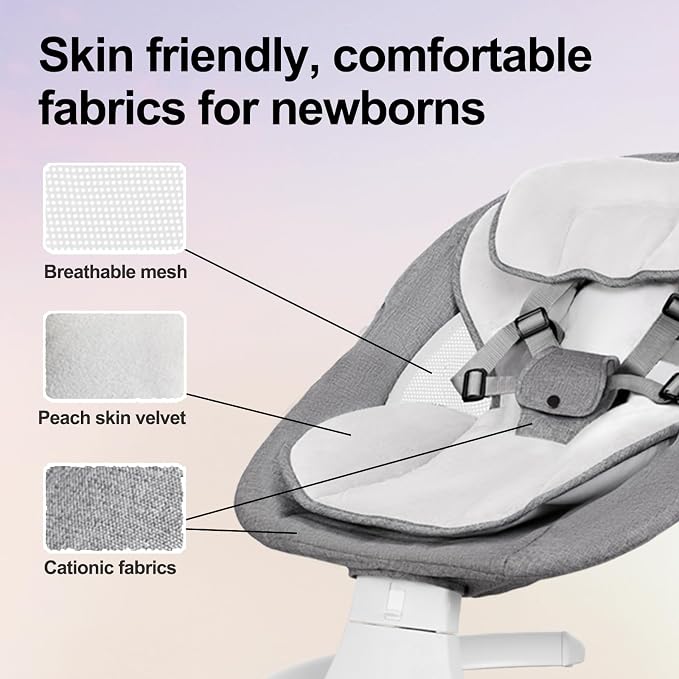 Baby Swing 3 in 1 Multifunctional Infant Rocker, Portable with Remote Control, 5-Point Seat Belt, 5 Auto Rocking, 3 Speed Timer, Electric with Music (0-12 Months) (Grey)