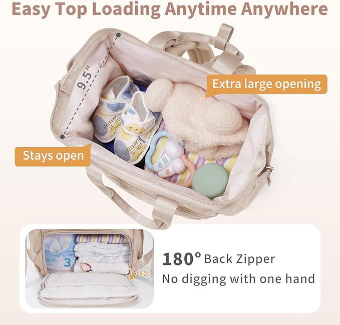 CEI-CEI Diaper Bag Backpack for Mom and Dad, Puffer Baby Bag Backpack with Insulated Pocket, Water-Resistant, Unisex Travel Backpack with Changing Pad & Stroller Straps