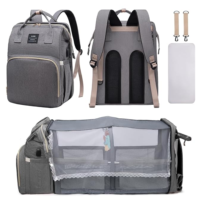 Diaper Bag Backpack, Multifunctional Baby Diaper Bag, Diaper Changing Station for Boys Girls, Large Capacity Travel Baby Bag for Mom Dad