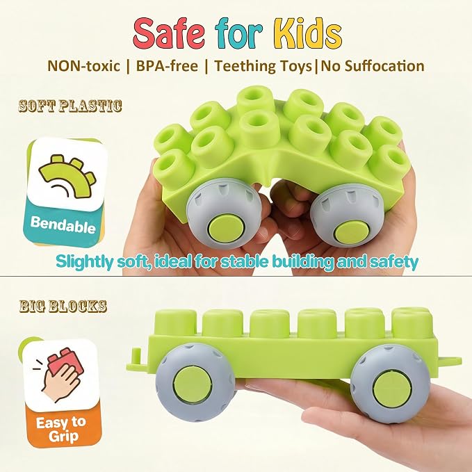 100 PCS Soft Building Blocks for Toddlers Aged 2 3 4 5 6 Years Old, Large Blocks with Storage Box - STEM Preschool Toy for Early Childhood Education, Birthday Gift for Boys Girls