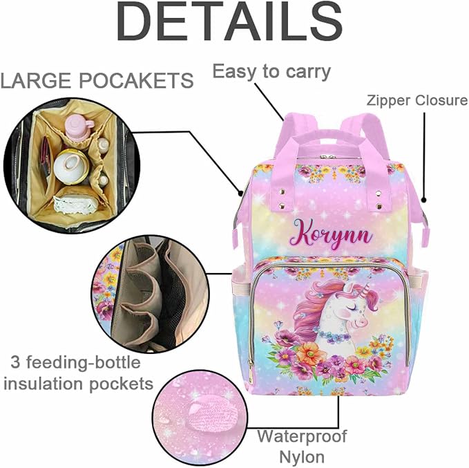 MyPupSocks Custom Diaper Bag Backpack with Personalized Name - Lovably Yours, New Mom and Precious Newborn Daughter Granddaughter