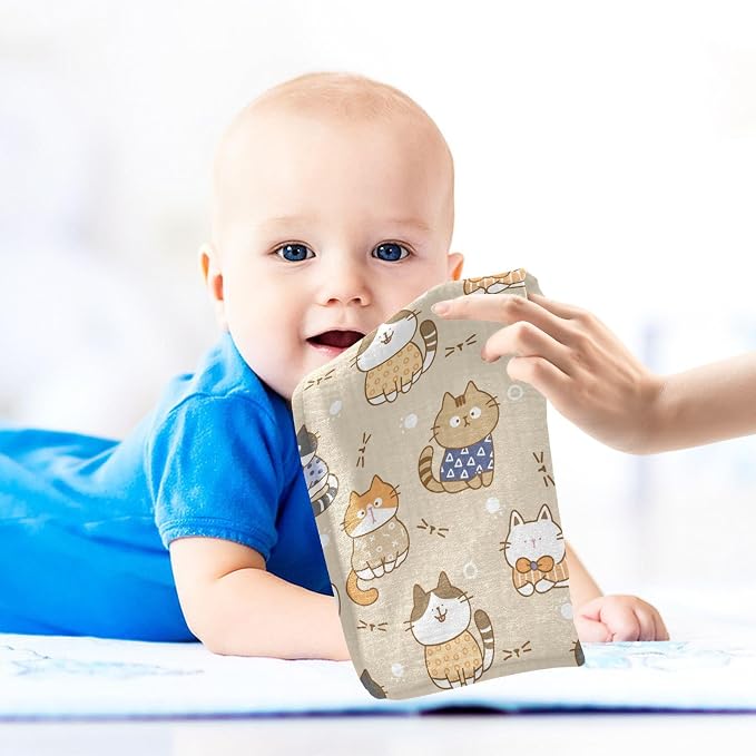 vvfelixl Baby Muslin Washcloths Cute Cats Baby Burp Cloths Cotton Baby Face Towel for Newborn Infants Boy Girl Soft and Absorbent 11.8 X 11.8 in, 3 Pack