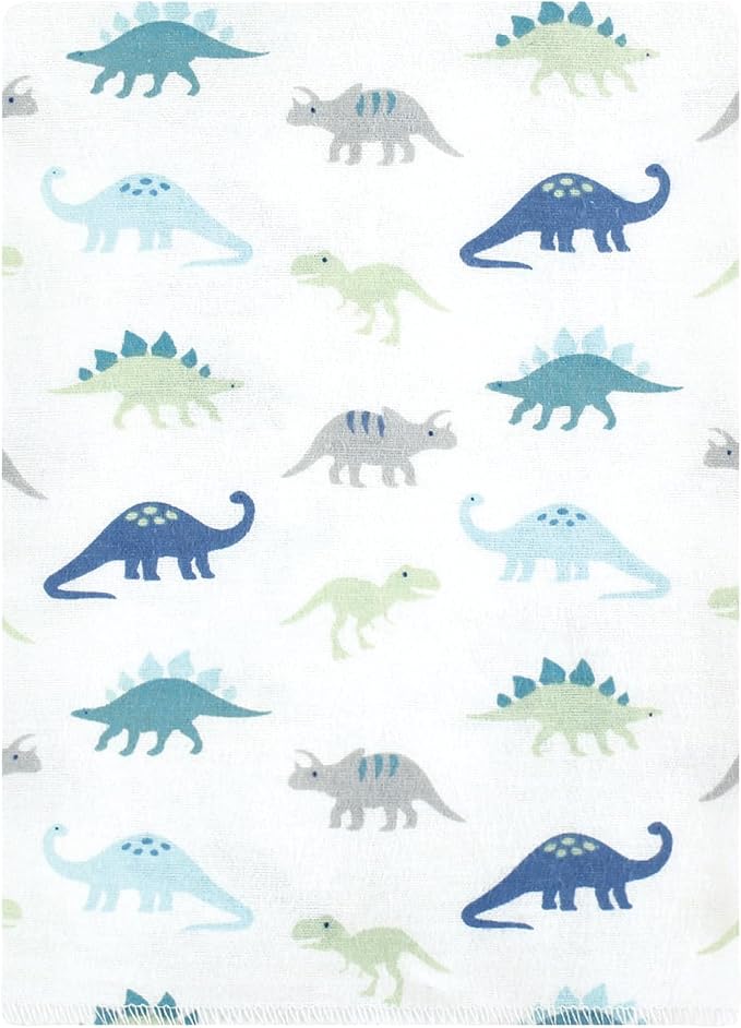Hudson Baby Unisex Baby Flannel Burp Cloth 12pk, Soft Teal Dino, One Size