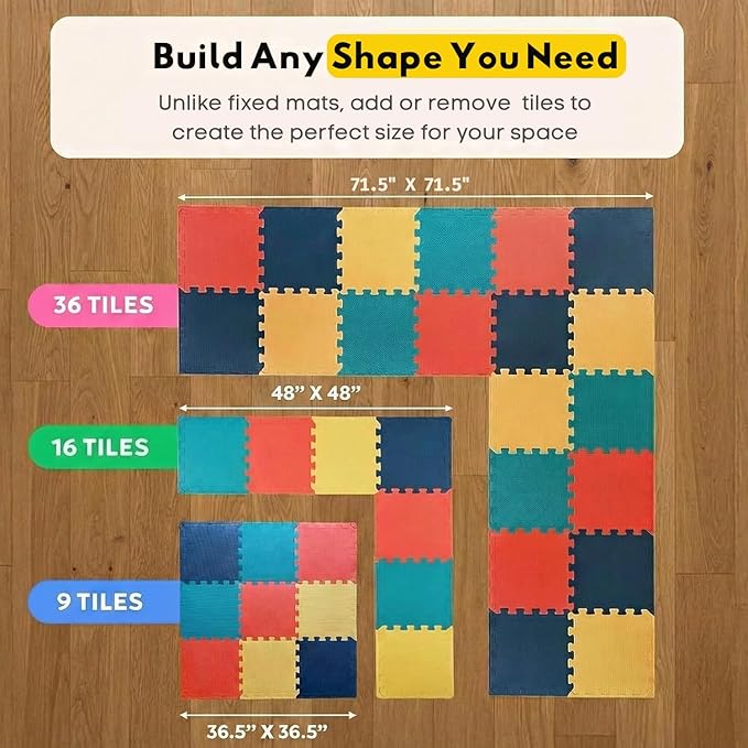 MioTetto Baby Play Mat, Comfortable Playtime Mat ??Portable Foam Floor Tiles, Safe Baby mat for Floor for Crawling & Development, Soft Play mat for Babies, Stylish Interlocking Foam Tiles