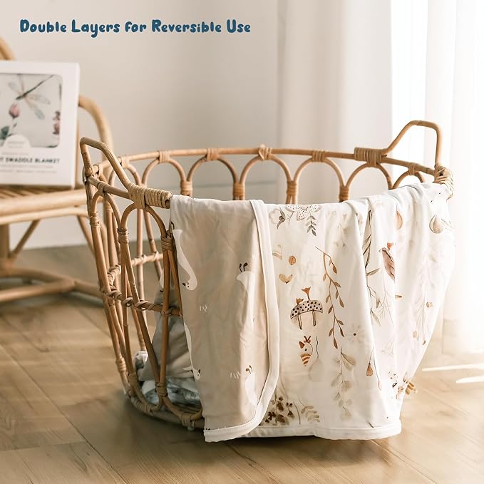 GRSSDER Baby Blankets Super Soft Jersey Knit Reversible Swaddle Blanket for Baby Girls and Boys, Stretchy Breathable Receiving Blankets 34 x 44 Extra Large, Cute Duck