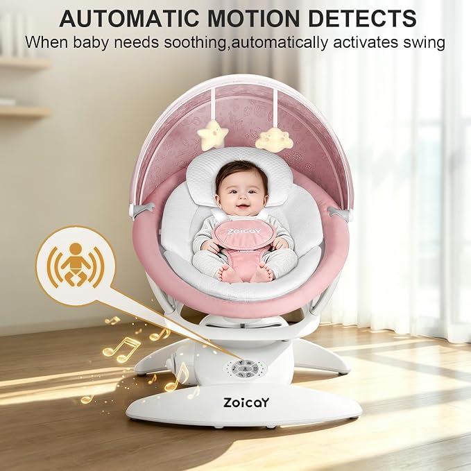 3-in-1 Baby Swing for Infants to Toddler, Infant Swing with 5 Speeds & 3 Swing Modes, 12 Melodies, Electric Swing for Baby, Up to 25 lbs, Pink