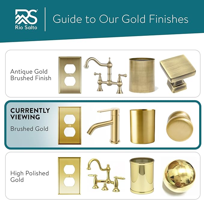 Rio Salto BRASS Brushed Gold Metal Duplex Receptacle Wall Plate ??Outlet Covers Light Switch Cover Switch Plate ??Signature Collection Decorative Brass Wall Plates 10-Pack Standard Size 2.75" X 4.50"