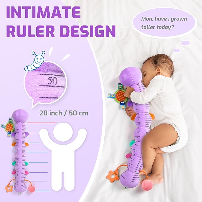 Sumobaby Baby Toys 0-6 6-12 Months, Music Caterpillar Plush Toy with Baby Mirror, Pull String&Crinkle Rattle,Infant Teething Toys,Tummy Time for 0-3-6-12 Month Boys Girls Newborn Gifts (Purple-Leaf)