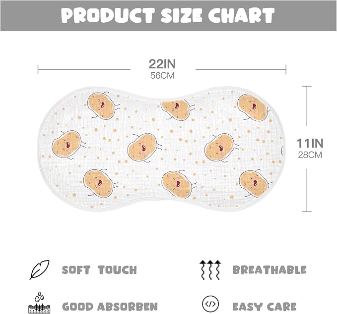 vvfelixl Muslin Burp Cloths Kawaii Potatoes Baby Washcloths for Baby Girl Boys 2 Pack
