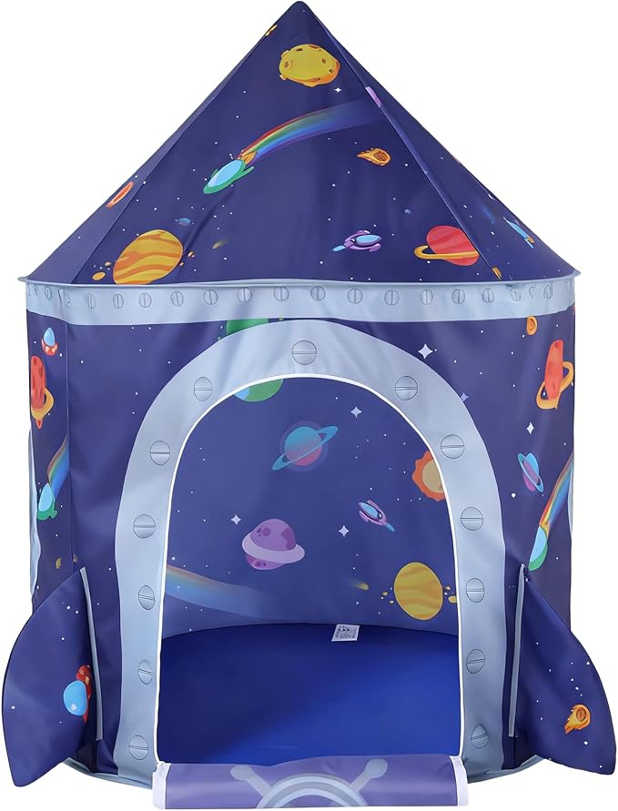Rocket Space Ship Kids Play Tent Gift, Toddlers Playhouse Castle Toys, Baby Boys Girls Gift for 3 4 5 6 7 Year Old, Outdoor Indoor Teepee Tent