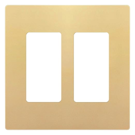 ENERLITES Elite Series Screwless Decorator Wall Plate Child Safe Outlet Cover, Gloss Finish, Size 2-Gang 4.68" H x 4.73" L, Unbreakable Polycarbonate Thermoplastic, SI8832-GD, Gold