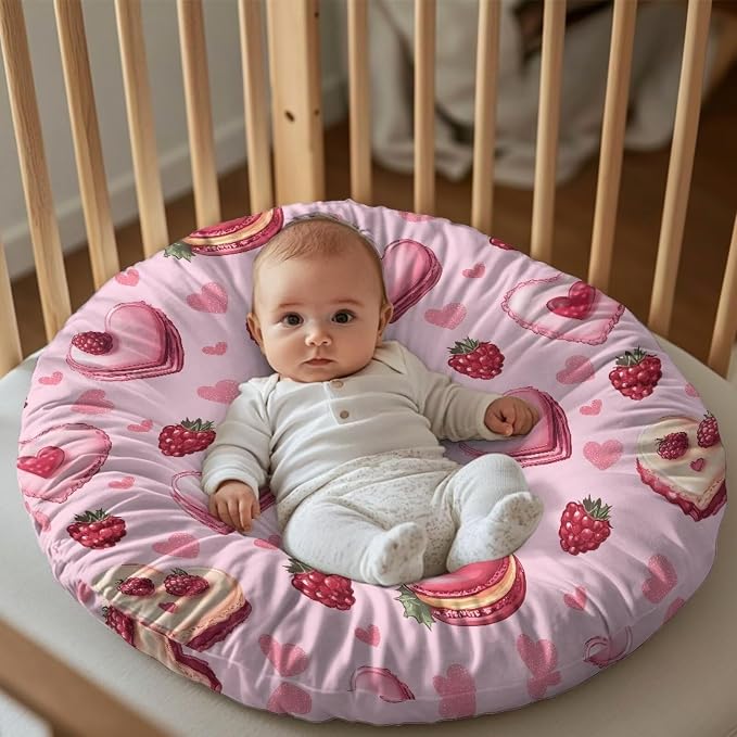 Heart Nursing Pillow Cover Breastfeeding Pillow Slipcover for Baby Boys & Girls Nursing Pillow Case for Newborn Soft Fabric Fits Snug On Infant Pillow Not Included