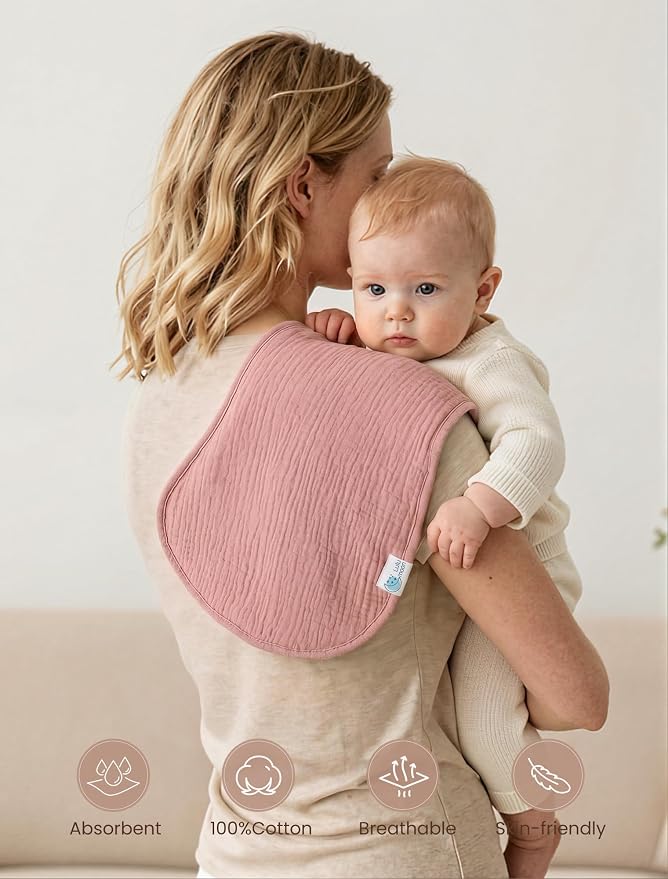 lulumoon Muslin Burp Cloths for Babies: 100% Soft Cotton Large Burping Cloths - Neutral Baby Burp Rags for Boy and Girl - Absorbent Burp Cloth for Spit-Ups 6 Pack