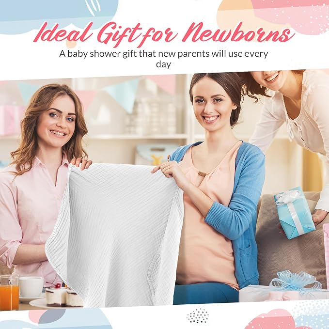 Hahafelt 6 Pcs Muslin Hooded Bath Towels Washcloths and Bibs Set, Muslin Cotton Baby Towels Absorbent Hooded Blanket Towel Infant Bibs for Boys Girls Newborn Infant Essential(White, Light Gray)