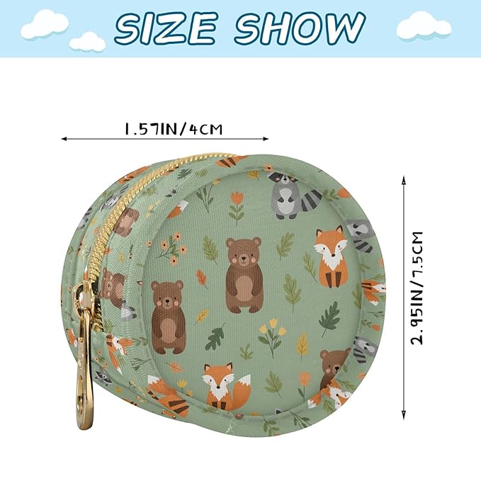 Forest Animals Fox Green Pattern Pacifier Holder Case with Clip Paci Holder Baby Pacifier Holders Container Portable for Diaper Bag Newborn Boy Girl Essentials