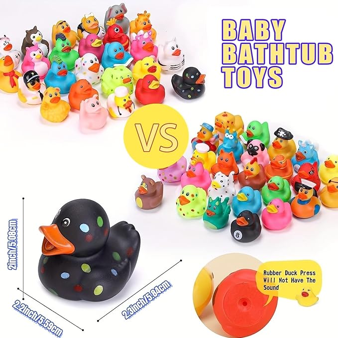 LINICE 30 Pcs Rubber Ducks, Random Assortment Ducks Bulk, Mini Rubber Duckies for Toddler Baby Bath Toys, Kids Bath Pool Toys Birthday Gifts Party Favors