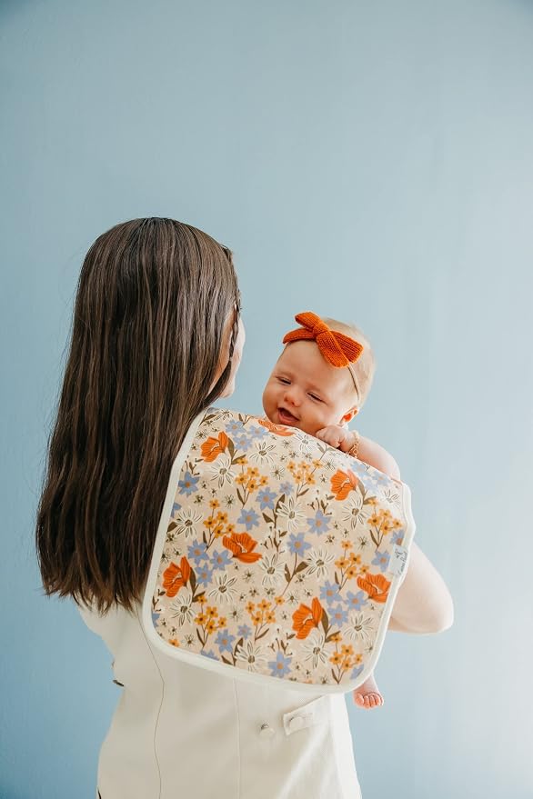 Copper Pearl Premium Baby Burp Cloths - 3-Pack Large Cotton Burp Cloths, Extra Soft Spit Up Rags with 3 Absorbent Layers, Perfect for Baby Boy and Baby Girl Gifts