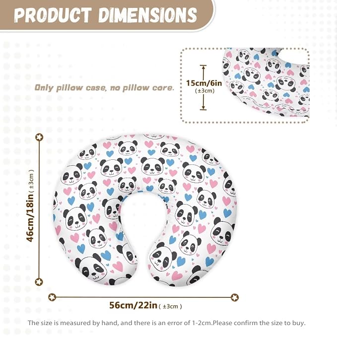 Panda Heart Nursing Pillow Cover, Ultra Soft Comfortable Newborn Nursing Pillow Case Breathable Soft Slipcover for Baby Boy Girl