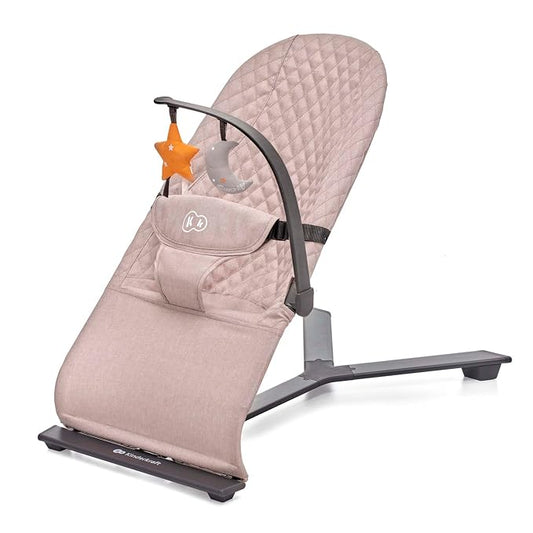 Kinderkraft Mimi Portable Baby Bouncer, Safe and Ergonomic Bouncer Seat with Spine Support and an Additional Play Bar for Babies 0-6 Months, Beige